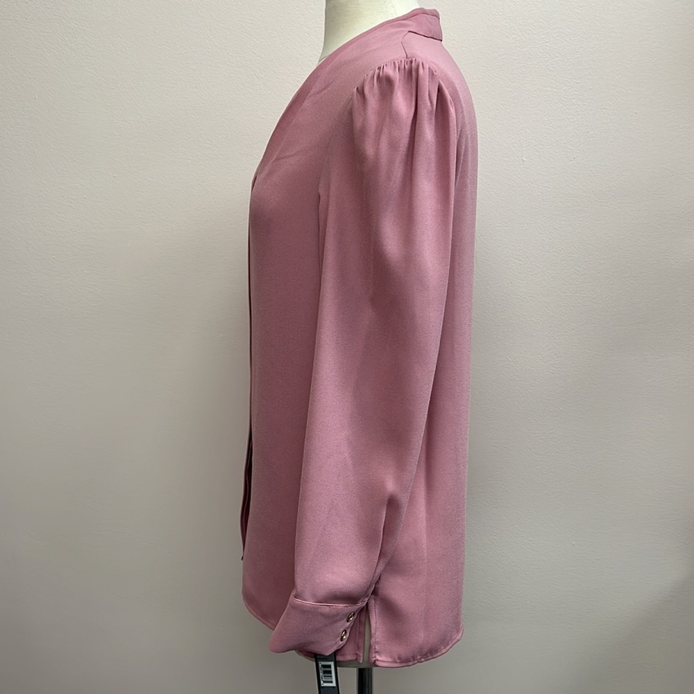 Tahari Long Sleeve Button Down Blouse in Makeup Pink - Picture 4 of 9